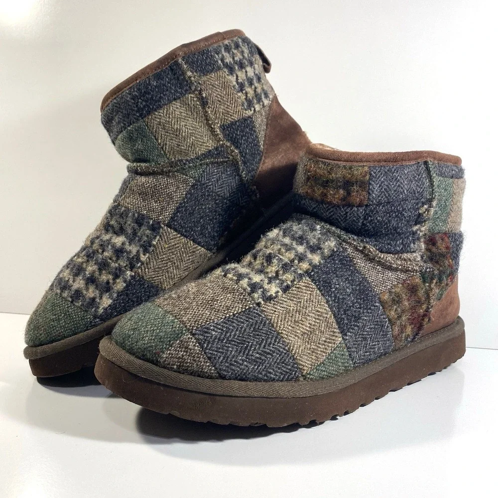 UGG Classic Mens Size 9 Mini Patchwork Pull On Boots 1013552